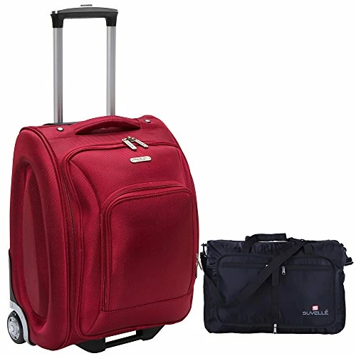 Travelon 18" Wheeled Underseat Bag - Black, With Large 21" Foldable Sporty Duffle Bag (Red) 1 Travelon 18" Wheeled Underseat Bag - Black, With Large 21" Foldable Sporty Duffle Bag (Red)