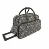 Tribal Paisley Floral Medallion Design Rolling Lightweight Carry On Duffel Bag, Lush Modern