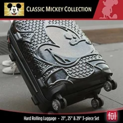 FUL Disney Mickey Mouse 3 Piece Rolling Luggage Set, Hardside Suitcase With Spinner Wheels, 21 Inch, 25 Inch And 29 Inch, Black -TRAVELPRO Sales 51 uM x3sIL
