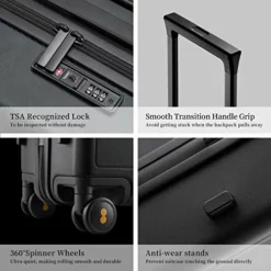 LEVEL8 Luminous Textured Medium Checked Luggage, 24” Hardshell Suitcase, Lightweight PC Textured Hardside Spinner Trolley For Luggage, TSA Approved Checked Luggage With 8 Spinner Wheels, Black, 24-Inch Checked-In -TRAVELPRO Sales 510M6LEaDCL