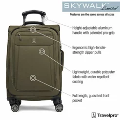 Travelpro Skywalk Limited 3 Piece Spinner Suitcase Set - Softside Expandable Travel Luggage With Spinning Wheels – Carry On & Checked Bags, Olive -TRAVELPRO Sales 511AF6qAK L