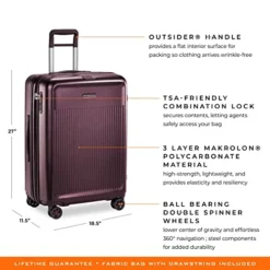 Briggs & Riley Sympatico Hardside Medium Spinner Luggage, Plum, 27-Inch Checked 37 Briggs & Riley Sympatico Hardside Medium Spinner Luggage, Plum, 27-Inch Checked -TRAVELPRO Sales 511H4PRAZ7L