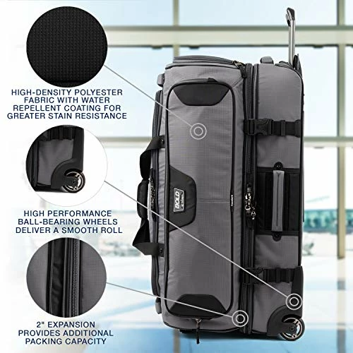 Travelpro Bold Drop Bottom Wheeled Rolling Duffel Bag, Grey/Black, 30-Inch 7 Travelpro Bold Drop Bottom Wheeled Rolling Duffel Bag, Grey/Black, 30-Inch - Image 7