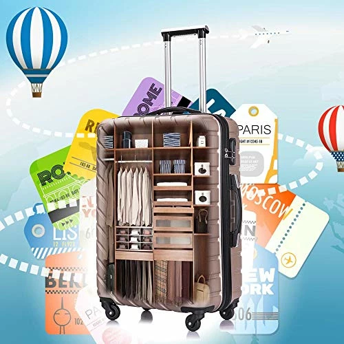 Hardshell Luggage 5 Piece ABS Luggages Sets With Spinner Wheels Travel Bag Suitcases Sets Free Backpack 18-28 Inch (Champagne Gold) 3 Hardshell Luggage 5 Piece ABS Luggages Sets With Spinner Wheels Travel Bag Suitcases Sets Free Backpack 18-28 Inch (Champagne Gold) - Image 3