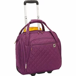 Delsey Paris Delsey Quilted Rolling Underseat Bag For Carry-On Fits Overhead & Under Airline Seat - (Purple)