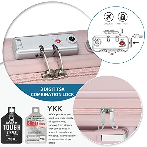 Somago 20IN Carry On Luggage And 14IN Mini Cosmetic Cases Travel Set Hardside Luggage With Spinner Wheels Lightweight Polypropylene Suitcase With TSA Lock (2-Piece Set (14/20), Nude Pink) 5 Somago 20IN Carry On Luggage And 14IN Mini Cosmetic Cases Travel Set Hardside Luggage With Spinner Wheels Lightweight Polypropylene Suitcase With TSA Lock (2-Piece Set (14/20), Nude Pink) - Image 5