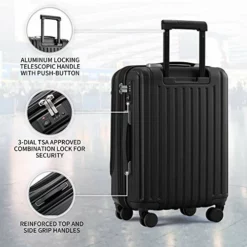 LEVEL8 Carry-On Luggage, Hardside Suitcase, 20” Lightweight ABS+PC Hardshell Spinner Trolley For Luggage With Built-In TSA Lock, 8 Spinner Wheels, Black, 20-Inch Carry-On -TRAVELPRO Sales 515Iijjf9sL