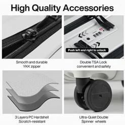 Hanke Upgrade Carry On Luggage With Front Laptop Pocket, 20'' PC Hard Case Suitcases With Spinner Wheels & TSA Lock,Rolling Luggage For Business Travel And Short Trip(Grayish White) -TRAVELPRO Sales 515Qw9DDKzL