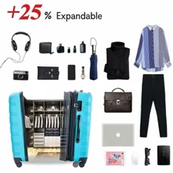 Merax Expandable Luggage Sets With TSA Locks, 3 Piece Lightweight Spinner Suitcase Set (Sky Blue) -TRAVELPRO Sales 515vxnsOf9L