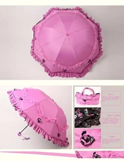 Honeystore Princess Lace Ultraviolet-Proof Triple Folding Umbrella Dome Parasol Fuchsia 11 Honeystore Princess Lace Ultraviolet-Proof Triple Folding Umbrella Dome Parasol Fuchsia -TRAVELPRO Sales 516mJ2xNQhL