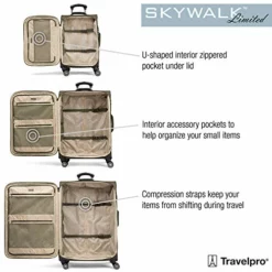 Travelpro Skywalk Limited 3 Piece Spinner Suitcase Set - Softside Expandable Travel Luggage With Spinning Wheels – Carry On & Checked Bags, Olive -TRAVELPRO Sales 517 1UvIvJL