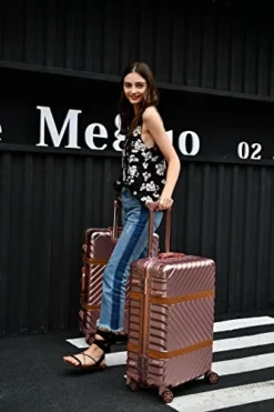 Sondre X Luggage Rolling Wheels Old Fashion Trunk Suitcase PC ABS Spinner Hardshell Carry On With TSA Lock 20" 24" 26" 29"(White) 15 Sondre X Luggage Rolling Wheels Old Fashion Trunk Suitcase PC ABS Spinner Hardshell Carry On With TSA Lock 20" 24" 26" 29"(White) -TRAVELPRO Sales 517g0l31zJL