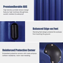 Goplus 3Pcs Luggage Set, Hardside Travel Rolling Suitcase, 20/24/28 Rolling Luggage Upright, Hardshell Spinner Luggage Set With Telescoping Handle, Coded Lock Travel Trolley Case (Dark Blue) -TRAVELPRO Sales 517p03fBbbL