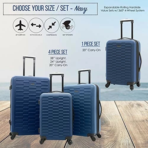Travelers Club Shannon Hardside Expandable Spinner Luggage, Navy Blue, Carry-On 20-Inch 5 Travelers Club Shannon Hardside Expandable Spinner Luggage, Navy Blue, Carry-On 20-Inch - Image 5