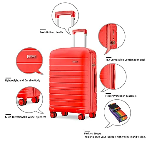 JOYWAY 3 Pcs Luggage Set Hardside Lightweight Spinner Suitcase With TSA Lock… (red) 5 JOYWAY 3 Pcs Luggage Set Hardside Lightweight Spinner Suitcase With TSA Lock… (red) - Image 5
