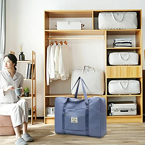 Portable Travel Duffel Bag, Large Capacity Foldable Tote Shoulder Bag, Lightweight Waterproof Carry On Luggage Sport Gym Bag (Light Blue) 7 Portable Travel Duffel Bag, Large Capacity Foldable Tote Shoulder Bag, Lightweight Waterproof Carry On Luggage Sport Gym Bag (Light Blue) - Image 7