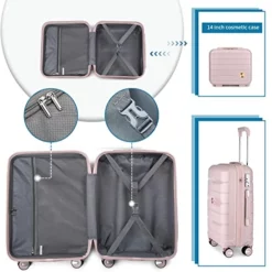 Somago 20IN Carry On Luggage And 14IN Mini Cosmetic Cases Travel Set Hardside Luggage With Spinner Wheels Lightweight Polypropylene Suitcase With TSA Lock (2-Piece Set (14/20), Nude Pink) 14 Somago 20IN Carry On Luggage And 14IN Mini Cosmetic Cases Travel Set Hardside Luggage With Spinner Wheels Lightweight Polypropylene Suitcase With TSA Lock (2-Piece Set (14/20), Nude Pink) -TRAVELPRO Sales 519Dp3oGQoL