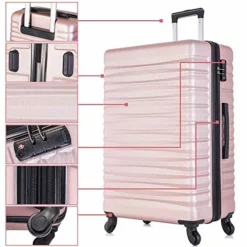 Apelila 4 Piece TSA Hardshell Luggage Sets,Expandable Travel Suitcase,Carry On Luggage With Spinner Wheels Free Cover&Hanger Inside (Rose Gold) -TRAVELPRO Sales 51AF7lg 73L