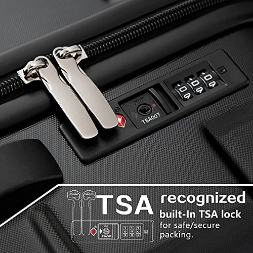 Coolife Luggage Expandable(only 28") Suitcase PC+ABS Spinner Built-In TSA Lock 20in 24in 28in Carry On (white, S(20in_carry On)) 5 Coolife Luggage Expandable(only 28") Suitcase PC+ABS Spinner Built-In TSA Lock 20in 24in 28in Carry On (white, S(20in_carry On)) - Image 5