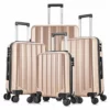 4 Pieces Travel Luggage Sets, Hardside Lightweight ABS Luggage Suitcase, 360° Spinner Wheels Travel Set Bag, Durable Trolley Suitcase 16" 20" 24" 28", 4 Pcs (Color Champagne Gold)
