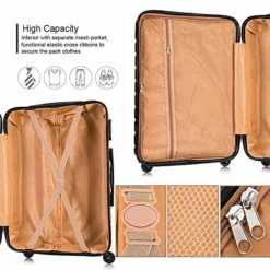 4 Piece Hardshell Luggage Sets,Travel Suitcase,Carry On Luggage With Spinner Wheels Free Cover&Hanger Inside (Black, 4 Pieces) -TRAVELPRO Sales 51BdUY EbCL