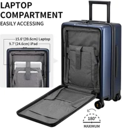LEVEL8 Carry On Luggage, Road Runner Carry-on Suitcase With Front Pocket, PC Hardside Luggage With Spinner Wheels, TSA Locks - Navy Blue, 20 Inch -TRAVELPRO Sales 51CRi8fTmWL