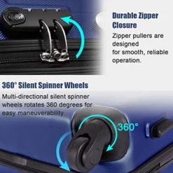 Goplus 3Pcs Luggage Set, Hardside Travel Rolling Suitcase, 20/24/28 Rolling Luggage Upright, Hardshell Spinner Luggage Set With Telescoping Handle, Coded Lock Travel Trolley Case (Dark Blue) -TRAVELPRO Sales 51CZW HIFqL