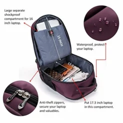 Racini Nylon Waterproof Rolling Backpack, Freewheel Travel Wheeled Backpack, Carry-on Luggage With Anti-Theft Zippers(Purple) -TRAVELPRO Sales 51DQ 8epSbL