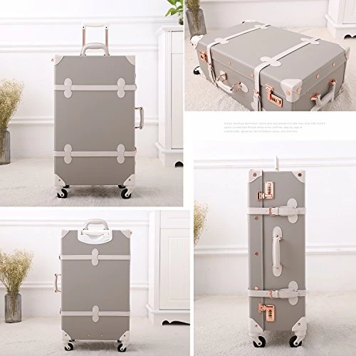 Unitravel Retro Luggage 26 Inch Lightweight Women Cute Suitcase With Spinner Wheels (Light Gray) 7 Unitravel Retro Luggage 26 Inch Lightweight Women Cute Suitcase With Spinner Wheels (Light Gray) - Image 7