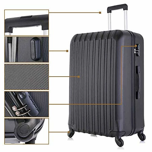 4 Piece Luggage Sets With Spinner Wheels Travel Suitcase Hard-shell Lightweight 16" 20" 24" 28" (4 PCS LM Black) 8 4 Piece Luggage Sets With Spinner Wheels Travel Suitcase Hard-shell Lightweight 16" 20" 24" 28" (4 PCS LM Black) - Image 8