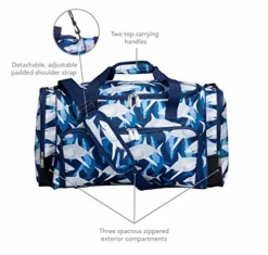 Wildkin Kids Weekender Duffel Bag For Boys And Girls, Carry-On Size And Perfect For Weekend Or Overnight Travel, 600-Denier Polyester Fabric Duffel Bags Measures 22 X 12 X 12 Inches (Sharks) 10 Wildkin Kids Weekender Duffel Bag For Boys And Girls, Carry-On Size And Perfect For Weekend Or Overnight Travel, 600-Denier Polyester Fabric Duffel Bags Measures 22 X 12 X 12 Inches (Sharks) -TRAVELPRO Sales 51EmKmokwdL