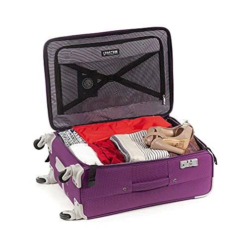 Cloe Checked Medium 24 Inch Water-Resistant Luggage With 360º-spinner Wheels In Purple Color 9 Cloe Checked Medium 24 Inch Water-Resistant Luggage With 360º-spinner Wheels In Purple Color - Image 9