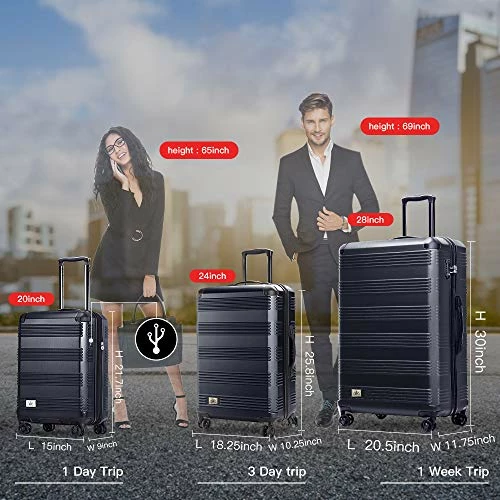 Verdi Luggage Set 3 Piece - Lightweight With USB Port Hardside Carry On Suitcase - Includes Expandable 20 Inch Carry On, 24In/TSA-Approved Lock 28In Checked Bag With 8-Wheel Rolling Spinner 2 Verdi Luggage Set 3 Piece - Lightweight With USB Port Hardside Carry On Suitcase - Includes Expandable 20 Inch Carry On, 24In/TSA-Approved Lock 28In Checked Bag With 8-Wheel Rolling Spinner - Image 2