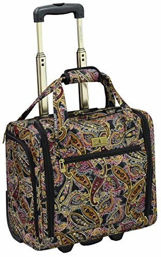 London Fog Cranford 15" Under The Seat Bag, Black Gold Plum Paisley 1 London Fog Cranford 15" Under The Seat Bag, Black Gold Plum Paisley