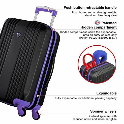 Olympia Apache Ii 21" Carry-on Spinner, BLACK+PURPLE, One Size 4 Olympia Apache Ii 21" Carry-on Spinner, BLACK+PURPLE, One Size - Image 4