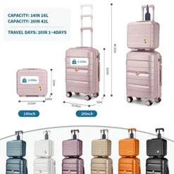 Somago 20IN Carry On Luggage And 14IN Mini Cosmetic Cases Travel Set Hardside Luggage With Spinner Wheels Lightweight Polypropylene Suitcase With TSA Lock (2-Piece Set (14/20), Nude Pink) 10 Somago 20IN Carry On Luggage And 14IN Mini Cosmetic Cases Travel Set Hardside Luggage With Spinner Wheels Lightweight Polypropylene Suitcase With TSA Lock (2-Piece Set (14/20), Nude Pink) -TRAVELPRO Sales 51HAuYtTYML