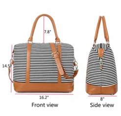 Women Ladies Canvas Weekender Bag Overnight Carry-on Tote Duffel In Trolley Handle (Black Stripe) -TRAVELPRO Sales 51Hpy2nyTvL