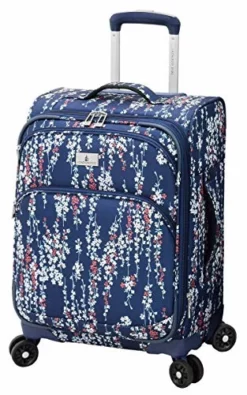 LONDON FOG Cranford Softside Expandable Spinner Luggage, Navy White Floral, 20"