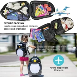 Kiddietotes Kids Carry-on Upright Luggage Suitcase And Backpack Set - Smooth Rolling Wheels - Penguin -TRAVELPRO Sales 51Iv0pLNY1L