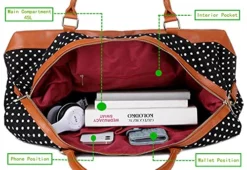 BAOSHA HB-14 Canvas Travel Tote Duffel Bag Carry On Weekender Overnight Bag Oversized For Women And Ladies (Black Dot) 11 BAOSHA HB-14 Canvas Travel Tote Duffel Bag Carry On Weekender Overnight Bag Oversized For Women And Ladies (Black Dot) -TRAVELPRO Sales 51JCUQvYjwL