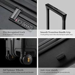 LEVEL8 Luminous Textured Medium Checked Luggage, 24” Hardshell Suitcase, Lightweight PC Textured Hardside Spinner Trolley For Luggage, TSA Approved Checked Luggage With 8 Spinner Wheels, Dark Grey, 24-Inch Checked-In -TRAVELPRO Sales 51JDsC2Bs3L