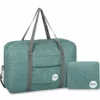 Wandf Foldable Travel Duffel Bag Luggage Sports Gym Water Resistant Nylon (E-Denim Green With Strap)