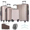 Apelila 5 Piece Hardshell Luggage Sets,Travel Suitcase,Carry On Luggage With Spinner Wheels Free Cover&Hanger Inside (Champagne Gold With Bag)