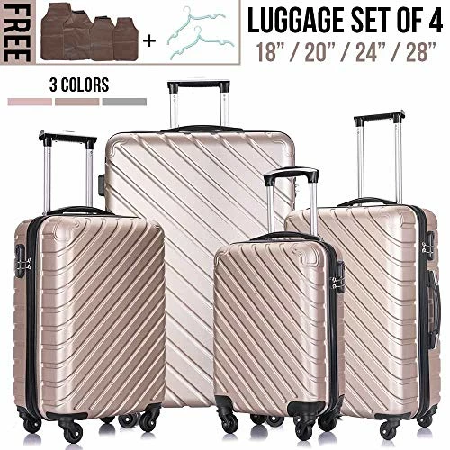 Hardshell Luggage 5 Piece ABS Luggages Sets With Spinner Wheels Travel Bag Suitcases Sets Free Backpack 18-28 Inch (Champagne Gold) 7 Hardshell Luggage 5 Piece ABS Luggages Sets With Spinner Wheels Travel Bag Suitcases Sets Free Backpack 18-28 Inch (Champagne Gold) - Image 7