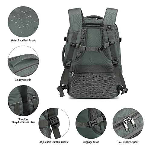 Molnia Travel Backpack For Men, 47L Carry On Backpack, 17.3inch Laptop Backpack Flight Approved, With 3 Packing Cubes & 1 Shoe Bag, Expandable Business Suitcase, Weekender Duffel Bag, Grey-green 3 Molnia Travel Backpack For Men, 47L Carry On Backpack, 17.3inch Laptop Backpack Flight Approved, With 3 Packing Cubes & 1 Shoe Bag, Expandable Business Suitcase, Weekender Duffel Bag, Grey-green - Image 3