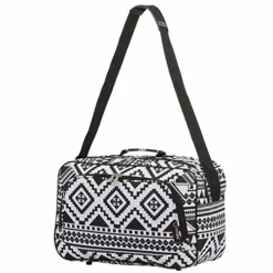 16 Inch Carry On Hand Luggage Flight Duffle Bag, 2nd Bag Or Underseat, 19L (Black Aztec)