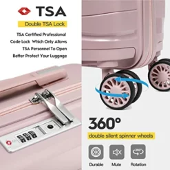 Melalenia Luggage Carry On Suitcase, PP Material Suitcase With Spinner Wheels,TSA Luggage Locks 22x14x9 Airline Approved (Nude Pink) 11 Melalenia Luggage Carry On Suitcase, PP Material Suitcase With Spinner Wheels,TSA Luggage Locks 22x14x9 Airline Approved (Nude Pink) -TRAVELPRO Sales 51LZ5o5wNuL