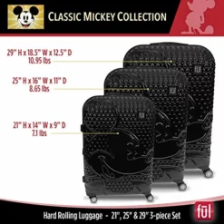 FUL Disney Mickey Mouse 3 Piece Rolling Luggage Set, Hardside Suitcase With Spinner Wheels, 21 Inch, 25 Inch And 29 Inch, Black -TRAVELPRO Sales 51MNaMaMaCL