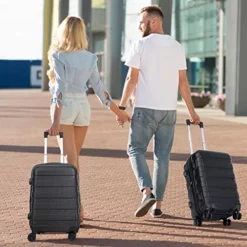 SUPER DEAL Hardside Expandable Spinner Luggage 21 Inch Carry On Luggage Lightweight Travel Suitcase With 360°Swivel Wheels And Height Adjustable Handle, Black -TRAVELPRO Sales 51Mcm0W6v L