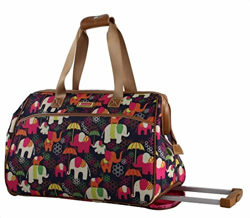 Lily Bloom Luggage Designer Pattern Suitcase Wheeled Duffel Carry On Bag (14in, Elephant Rain) 1 Lily Bloom Luggage Designer Pattern Suitcase Wheeled Duffel Carry On Bag (14in, Elephant Rain)